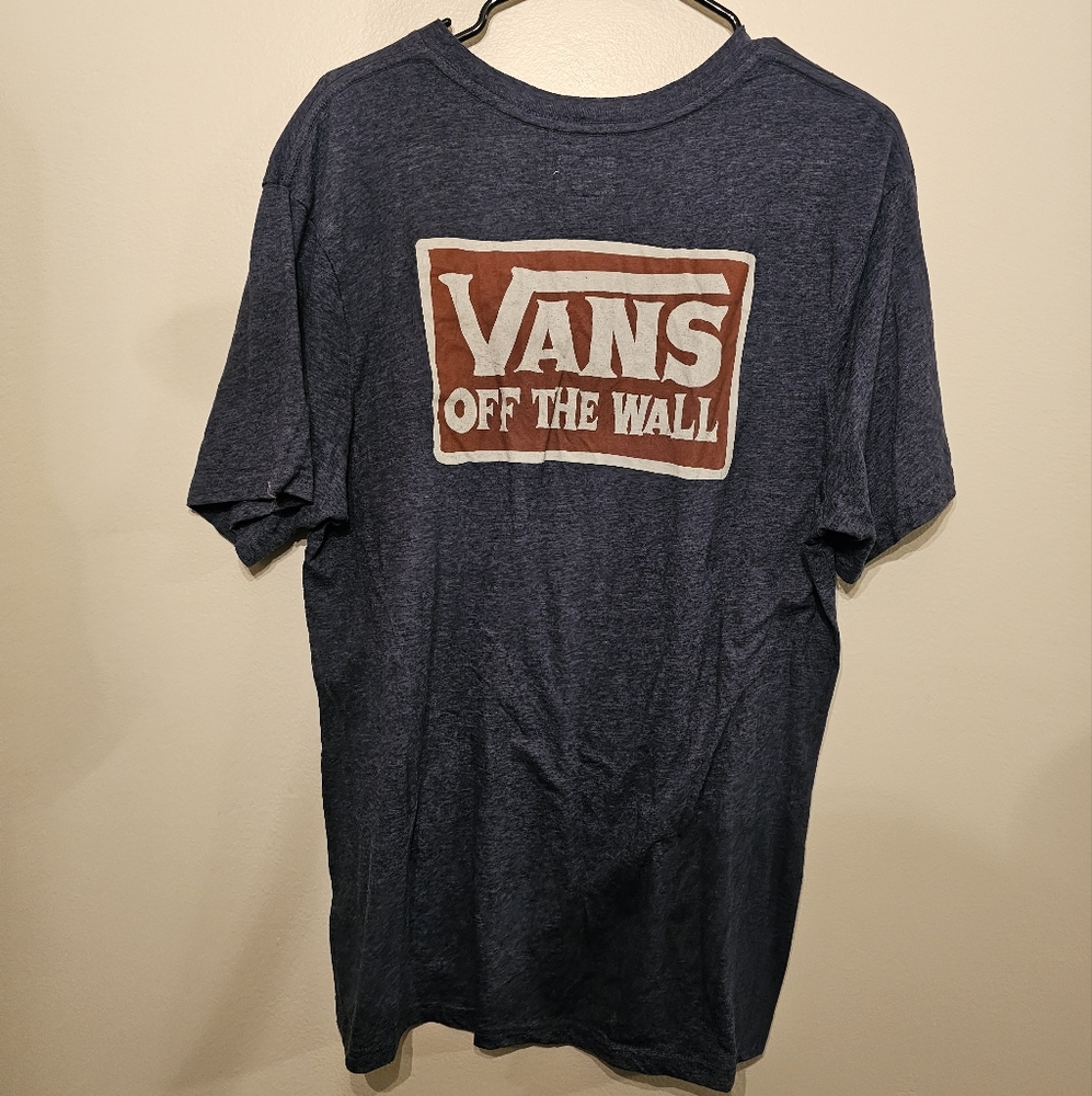 Mens Large Vans Navy Graphic Logo Tee Shirt Short Sleeve